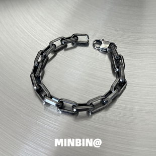 不掉色钛钢手链男士 复古做旧小众设计感欧美嘻哈高级古巴手饰男款