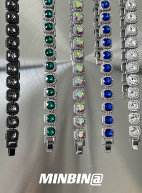 MINBIN美式宝石冰糖项链男士小众嘻哈高级感锁骨链男女款毛衣链潮