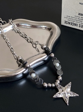 复古五角星y2k朋克项链女小众设计颈链高级毛衣链嘻哈卫衣配饰潮