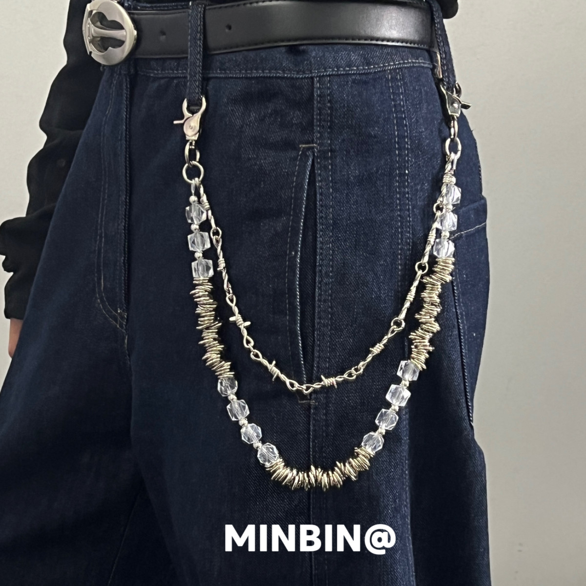 荆棘冰块朋克ins风双层裤链小众街头嘻哈牛仔裤挂链挂饰腰链潮流