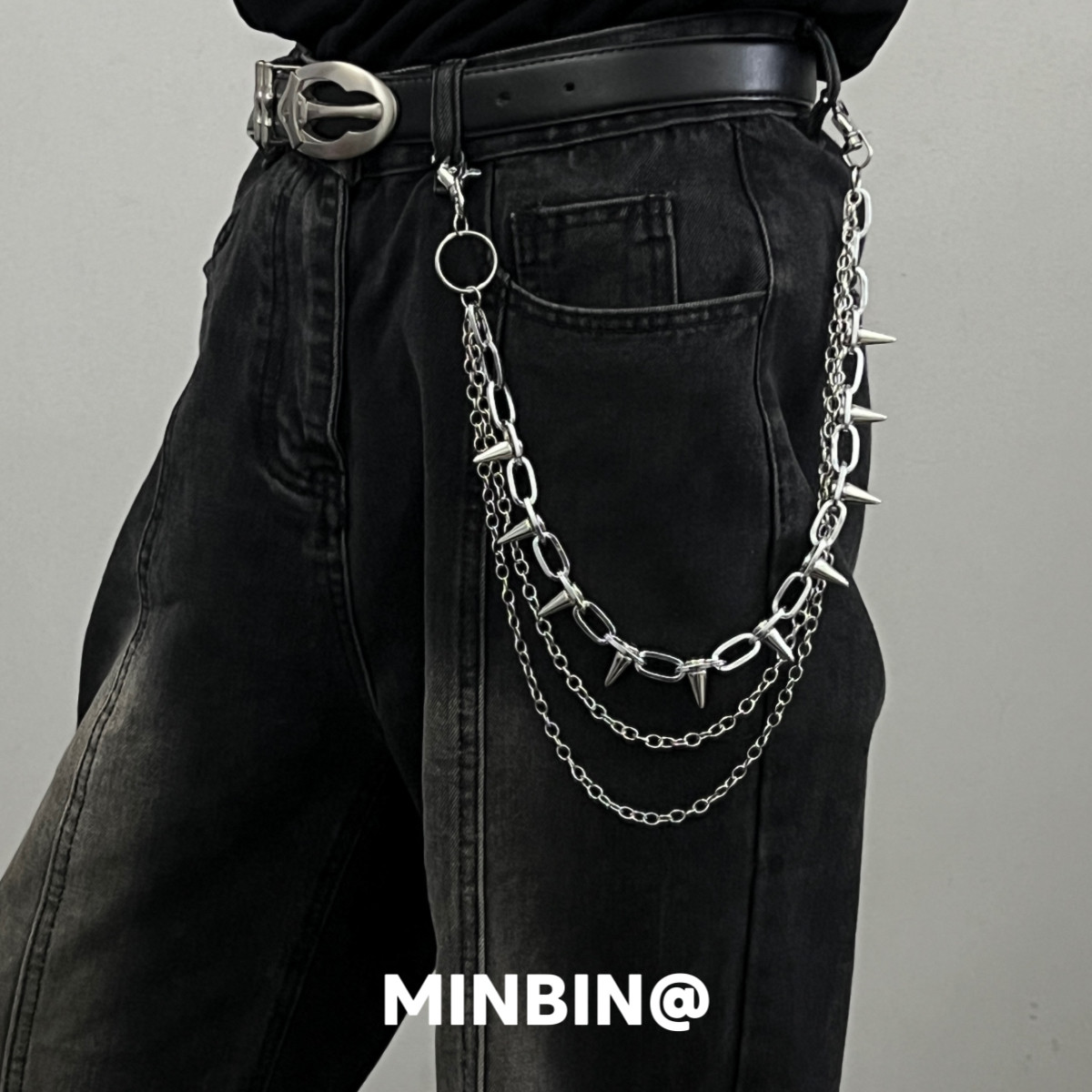MINBIN 疯狂猎人尖刺朋克牛仔裤链挂件小众设计金属嘻哈腰链配饰,服饰配件/皮带/帽子/围巾,腰带/皮带/腰链,淘宝优惠券,粉丝福利购,淘宝优惠卷