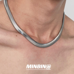 宽版 蛇骨链项链男女情侣ins冷淡风钛钢不掉色嘻哈潮酷小众锁骨链