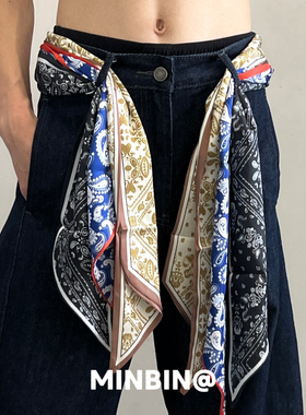 腰果花长条复古牛仔裤腰间丝巾百搭高级感丝带领巾腰带配饰男女潮