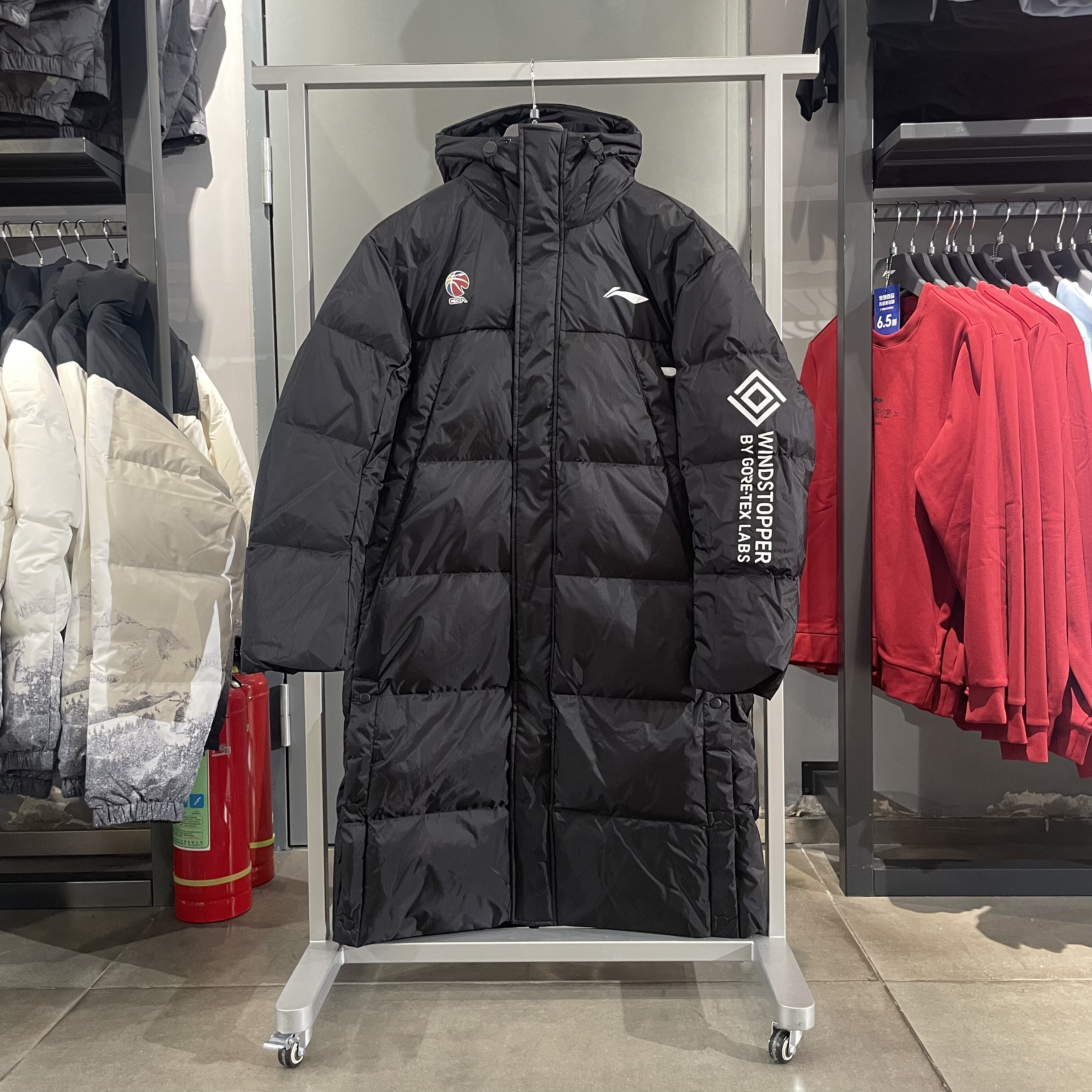 李宁男冬CBA篮球鸭绒长款羽绒服