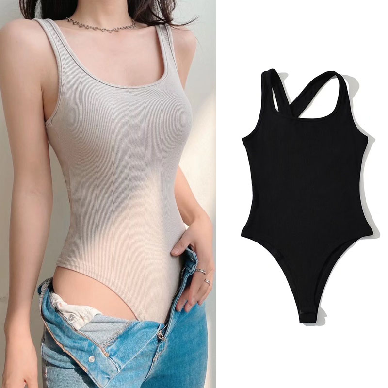 交叉大露背辣妹背心连体衣
