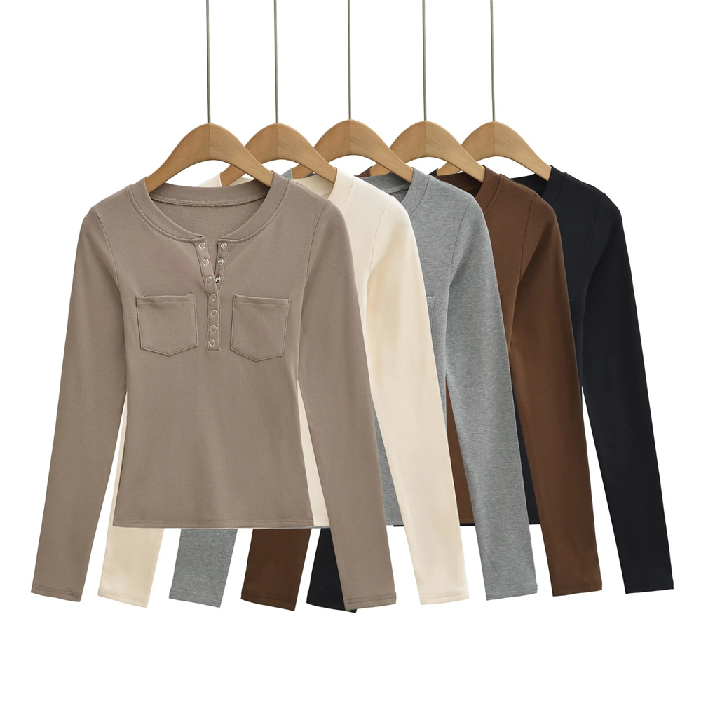 辣妹风半开领抓绒打底衫女内搭