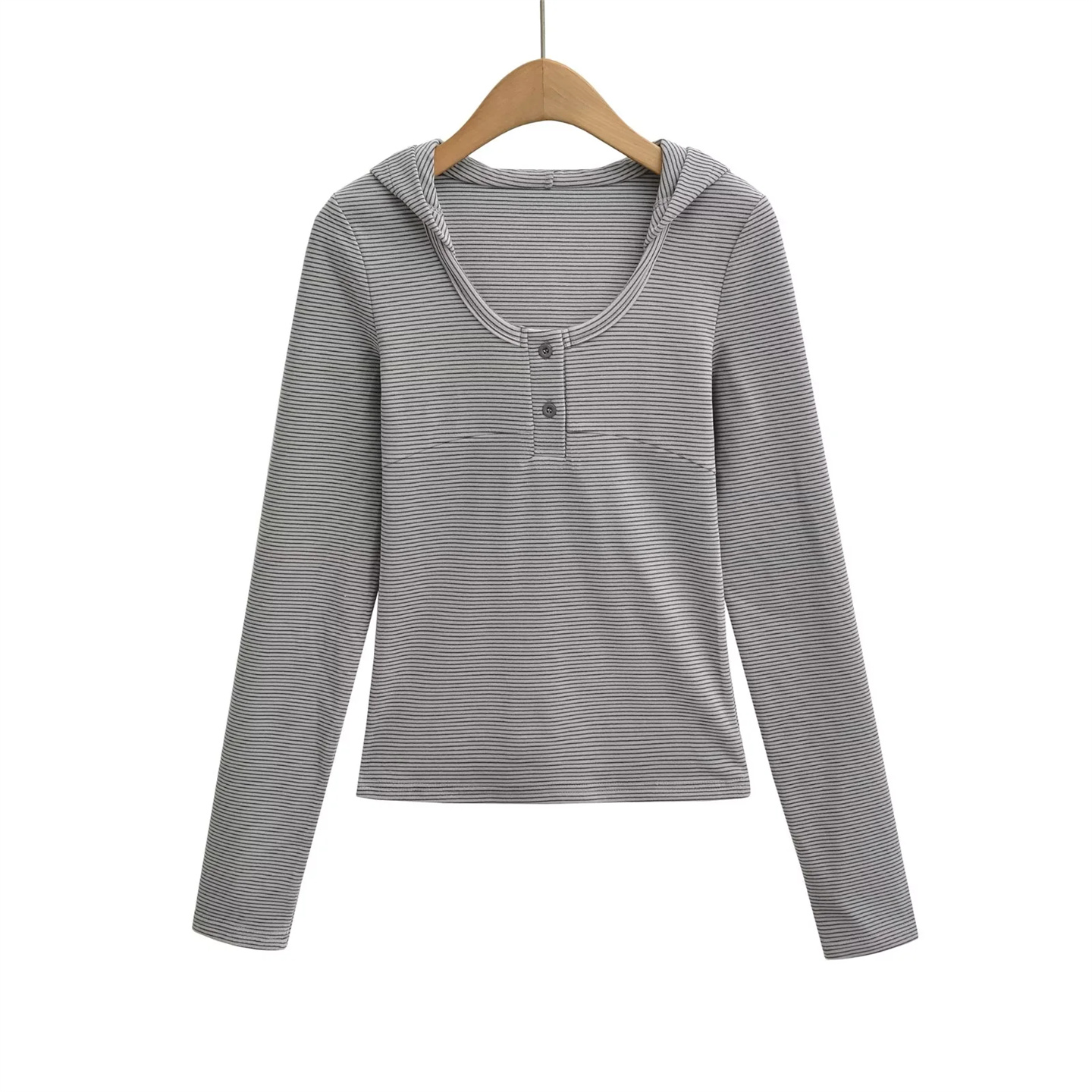 复古条纹德绒卫衣女打底衫