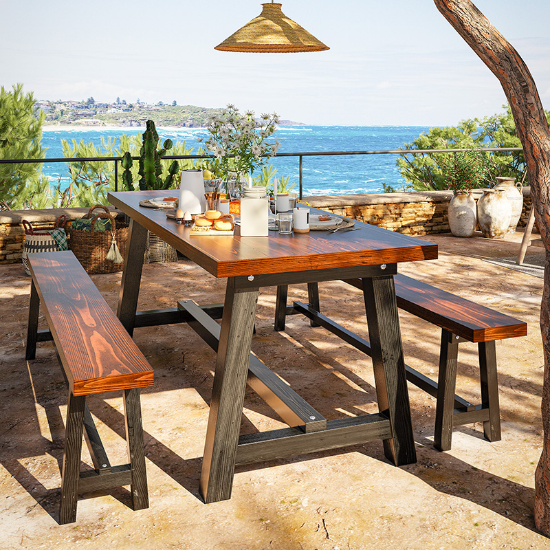 进口芬兰木桌椅套件防腐防水防晒