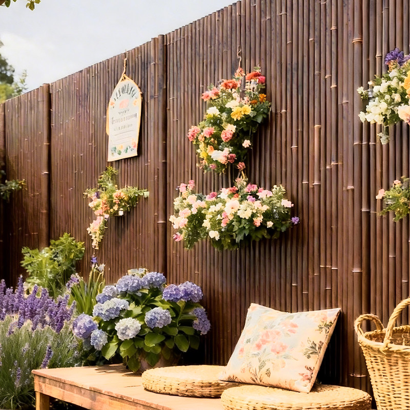 竹子围栏栅栏造景装饰户外庭院碳化竹片防腐篱笆花园隔断挡墙耐用