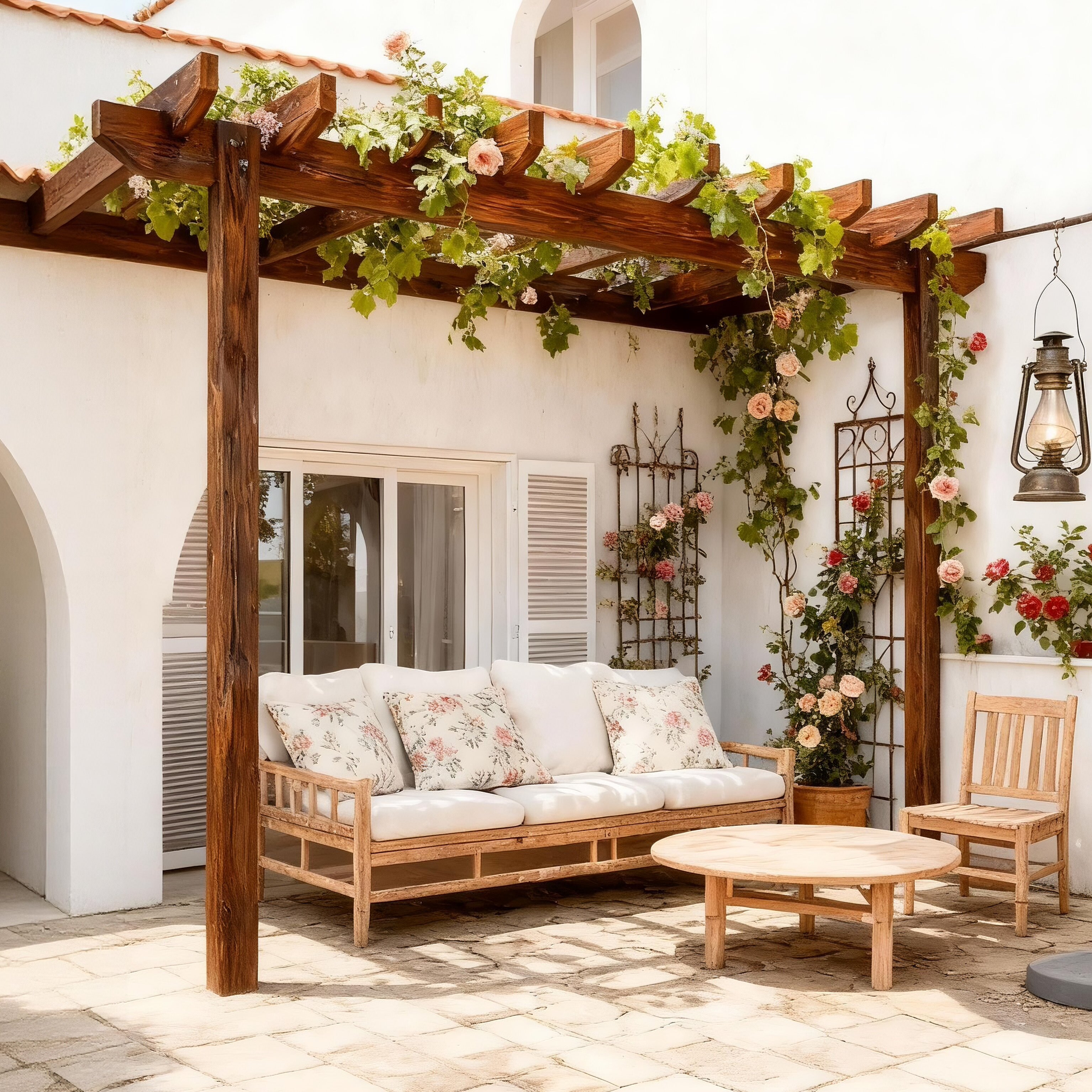 防腐木葡萄架子露台屋顶花园单臂简易花架植物爬藤架实木雨棚凉亭