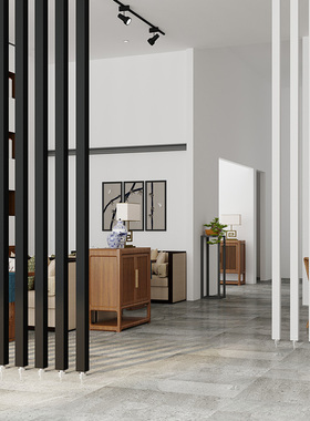 北欧进门隔断正对大门屏风客厅白色实木玄关入户格栅现代简约立柱