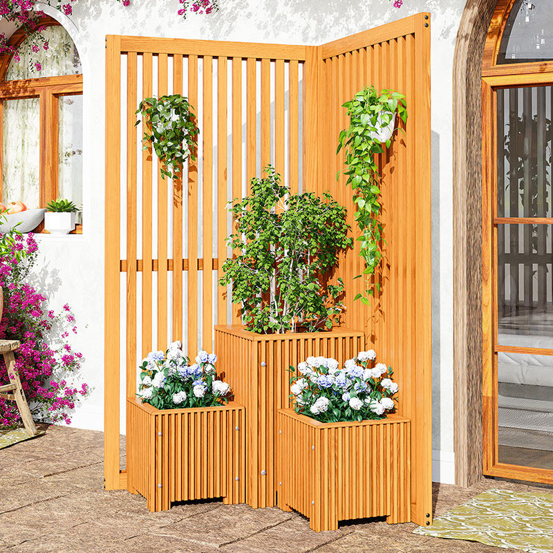 防腐木栅栏围栏屏风花箱花槽隔断植物种植箱爬藤架月季攀爬花架子