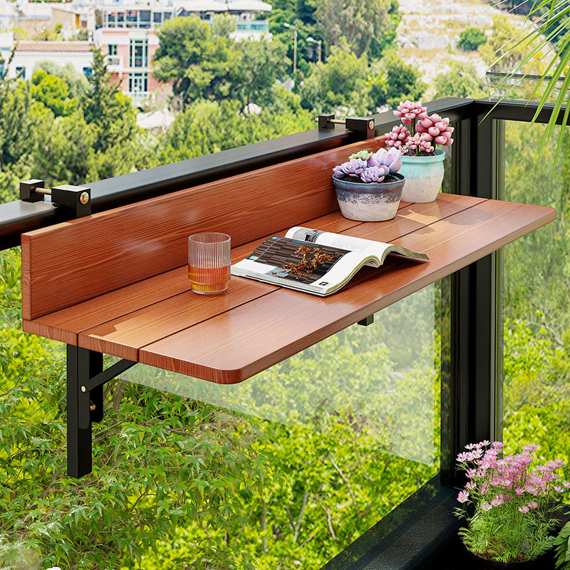 阳台壁挂式延伸花架子悬挂多肉绿植置物架护栏实木栏杆挂架花盆架