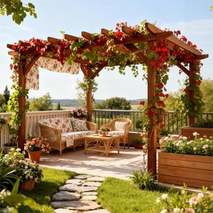 防腐木葡萄架屋顶花园凉亭亭子户外露台天台植物爬藤架凉棚遮阳棚