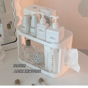 日系桌面双层置物架卧室桌上收纳架小型迷你宿舍化妆品办公室架子