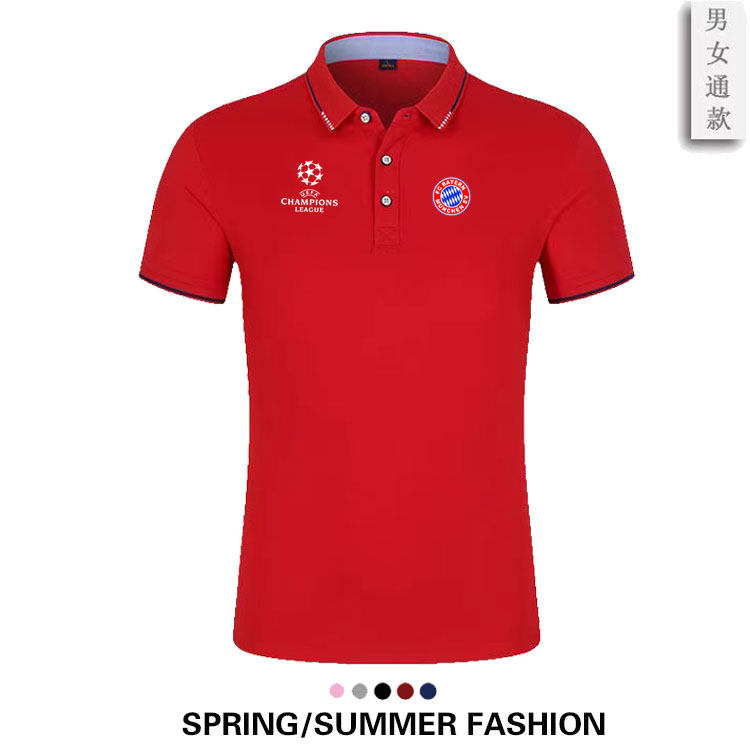 2022年拜仁慕尼黑队服polo短袖t恤衫男女足球迷服欧冠运动衣服t恤