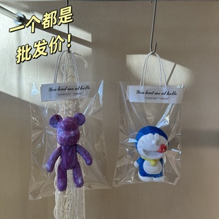 ins网红透明手提袋石膏娃娃包装袋小盆栽相框油画海报礼品袋定制