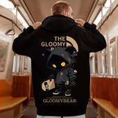 200 连帽加绒胖子外套男生宽松套头帽衫 300斤欧美卫衣大码 秋冬季