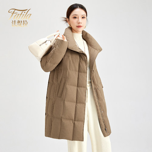 高端鹅绒羽绒服女中长款冬装新款