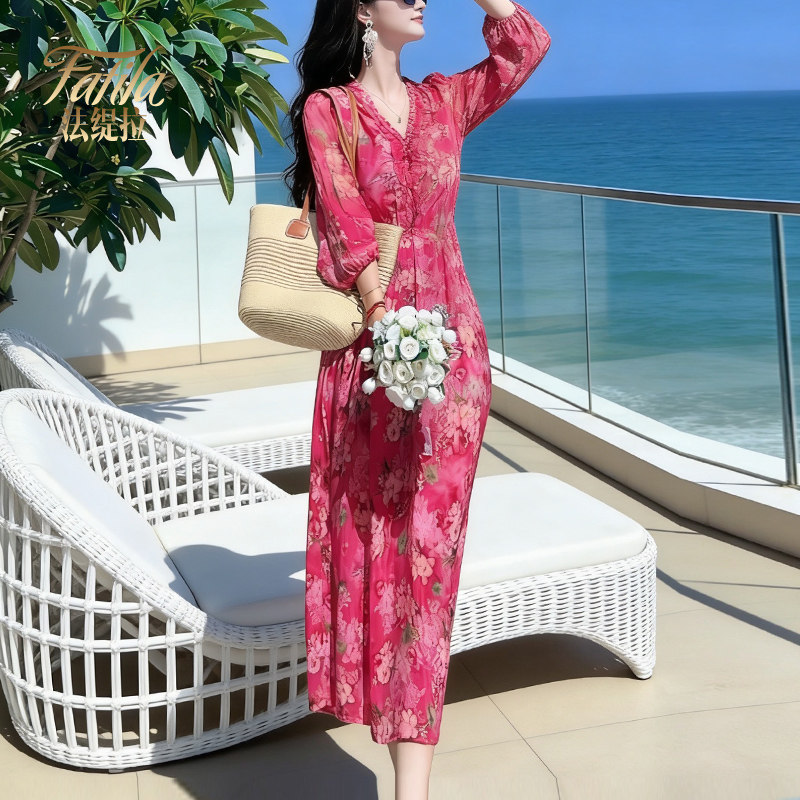 100%桑蚕丝真丝连衣裙夏季新款