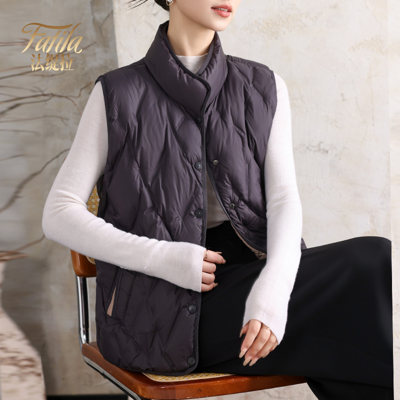 立领轻薄羽绒马甲背心女秋冬装