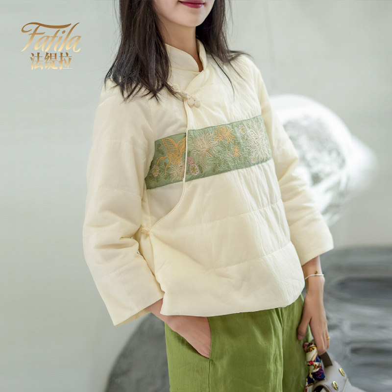 新中式复古立领薄款棉衣女短款