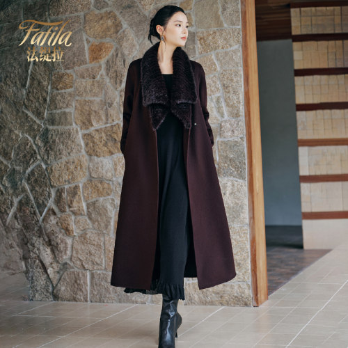 高端双面羊绒大衣女中长款2026