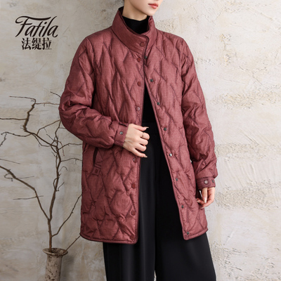 新中式立领轻薄羽绒服女中长款