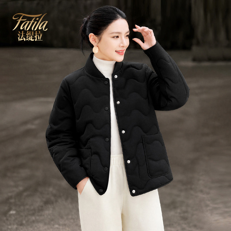 时尚黑色轻薄鹅绒服女短款冬装