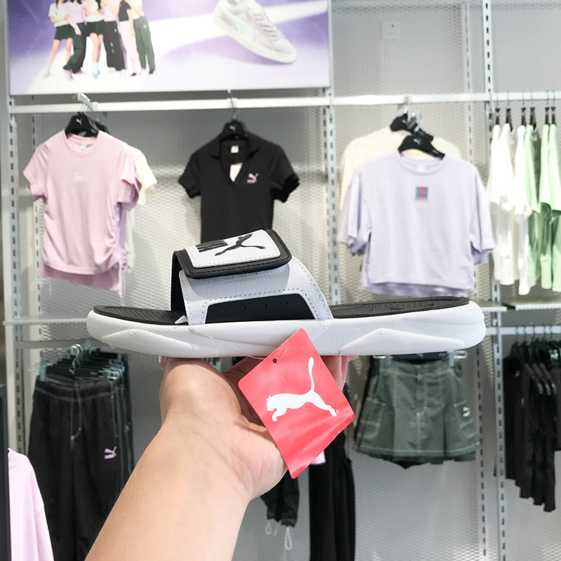 彪马男女鞋2024夏季新款魔术贴沙滩鞋休闲凉拖一字拖鞋 372280-02