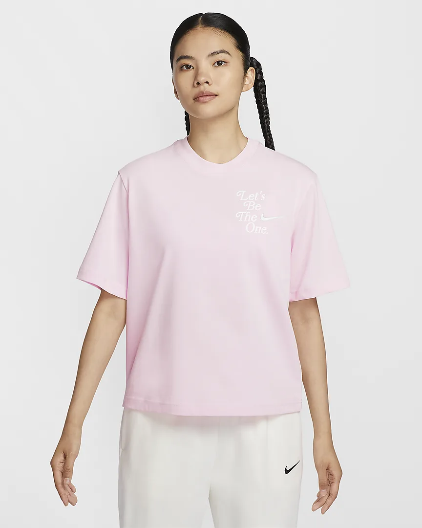 耐克女装2024秋新款宽松透气时尚印花运动休闲百搭短袖HM4581-663