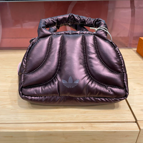 阿迪达斯三叶草女子2024冬新款亮泽感运动休闲手提保龄球包IY7039