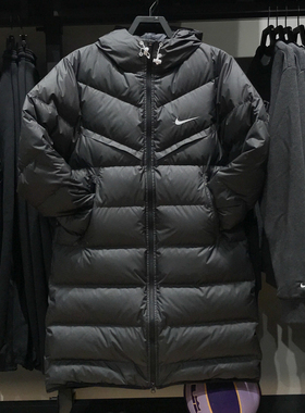 Nike耐克男子2024新款防风拒水保暖长款连帽羽绒服外套HQ4185-010