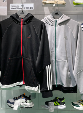 Adidas阿迪达斯男子2024冬季新款百搭篮球运动连帽夹克外套JL7587