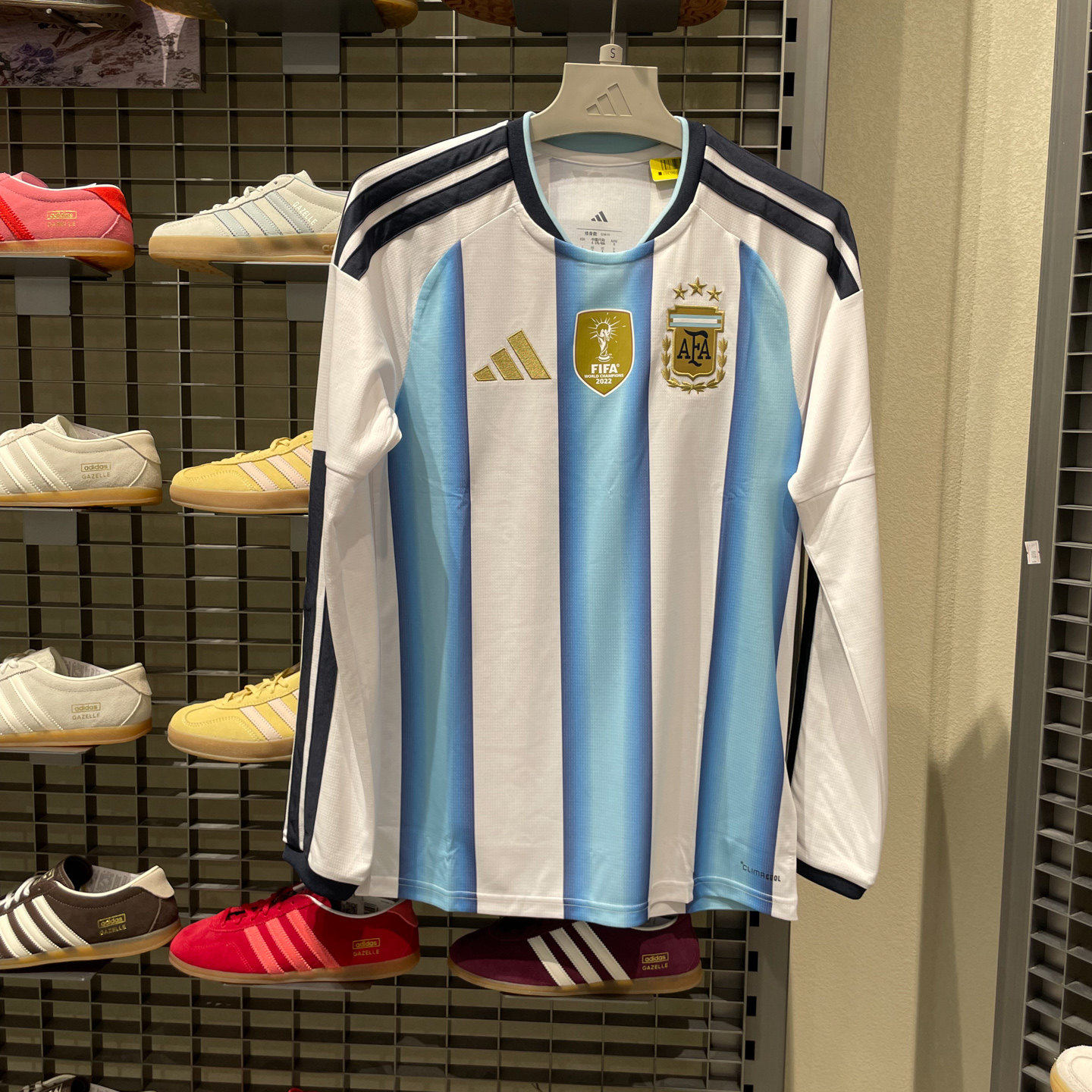 正品阿迪达斯男装夏阿根廷梅西同款速干透气运动服长袖T恤 KA8126