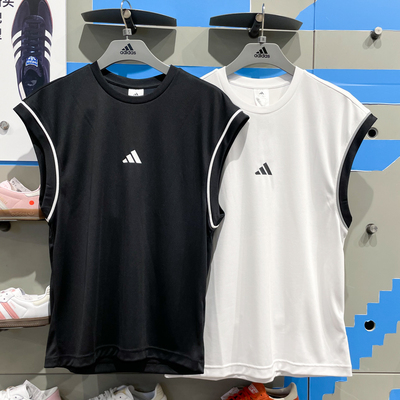 阿迪达斯男子2025夏新款速干透气篮球运动训练无袖圆领背心JN4724