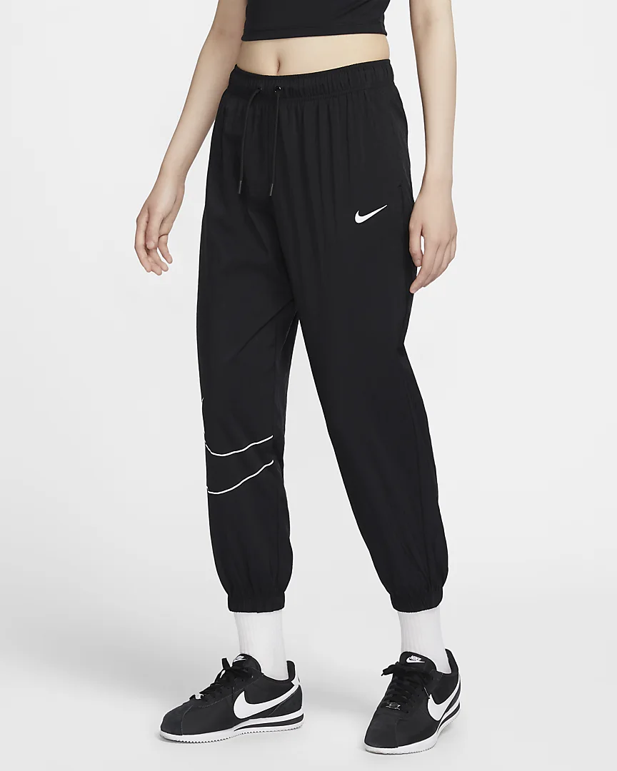 耐克女装2024秋新款宽松透气运动休闲百搭束脚梭织长裤HM9413-010