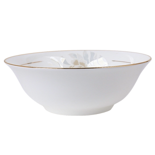 骨瓷吃饭碗家用面碗金边斗笠碗欧式大汤碗单个陶瓷碗纯白简约餐具