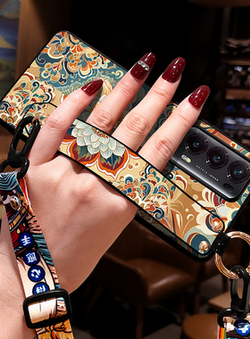 适用华为荣耀Magic V2手机壳女斜挎肩背挂脖绳Vs2手机壳中国风花MagicV5保护套折叠V3新款MagicVs3网红女腕带