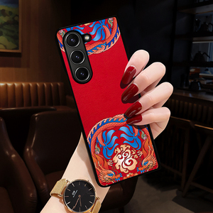 适用三星Z Fold5手机壳新款女Galaxy zfold6保护套ZFold3手机壳z2左右折叠屏w24中国风W25男龙年zfold4红色23