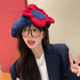 秋冬贝雷帽小众减龄设计师款 太阳花灯芯绒画家帽可爱鬼马少女保暖