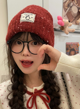 毛线帽逛街休闲女秋冬大头围针织