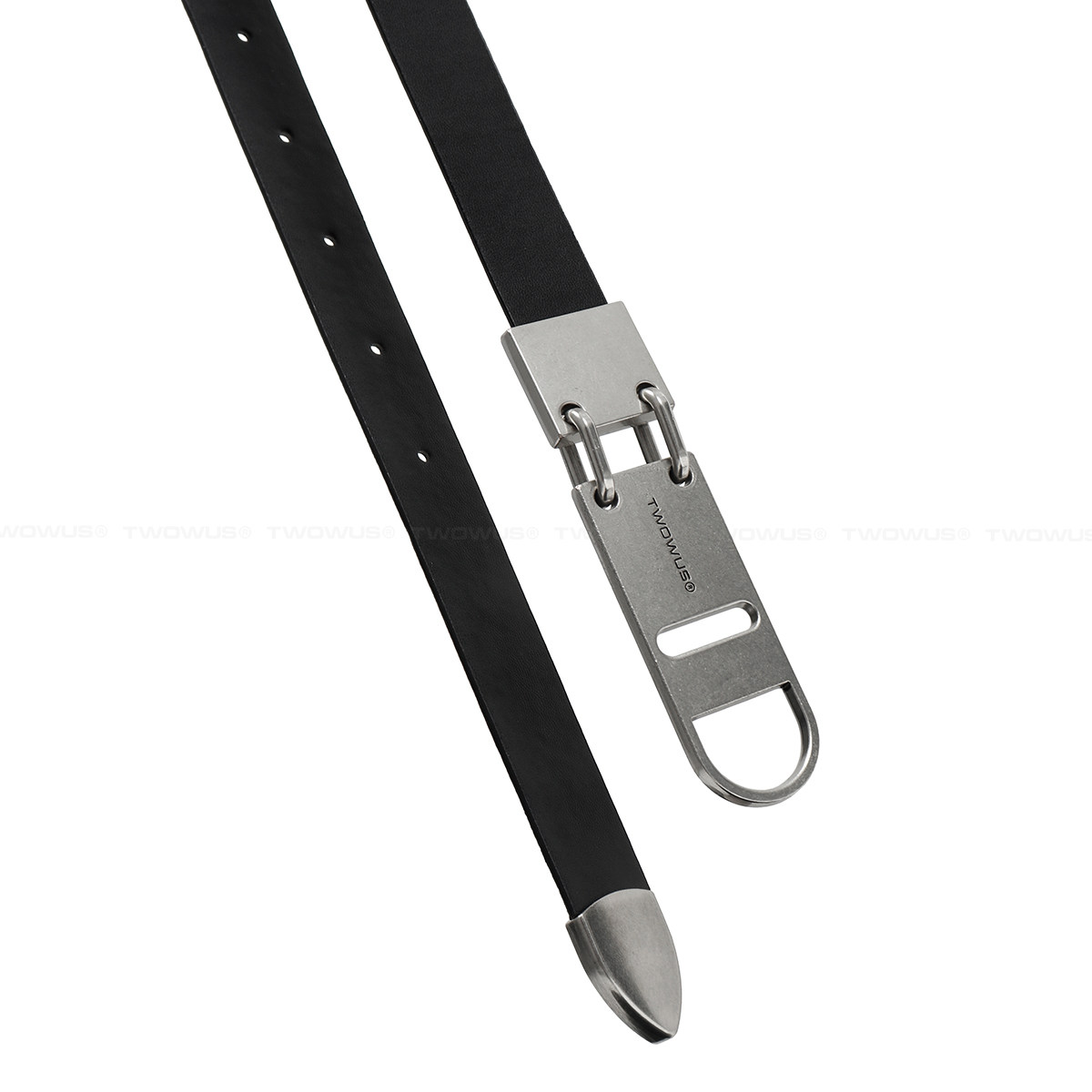 thumbnail for TWOWUS品牌原创设计感做旧金属银扣皮带男女小众百搭高级感腰带