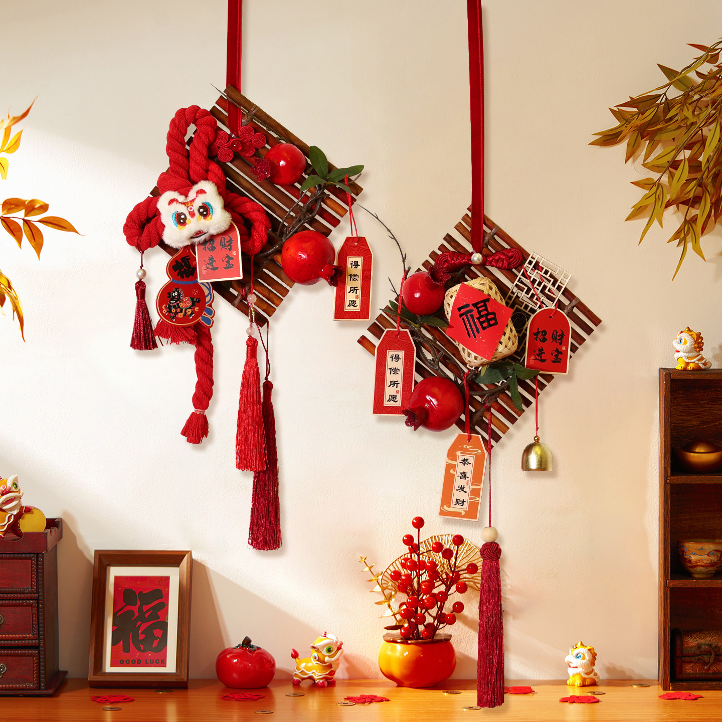 2026新年装饰财神舞狮挂饰春节氛围装饰红绳流苏小挂件春节装饰,节庆用品/礼品,挂饰/生肖挂饰,淘宝优惠券,粉丝福利购,淘宝优惠卷