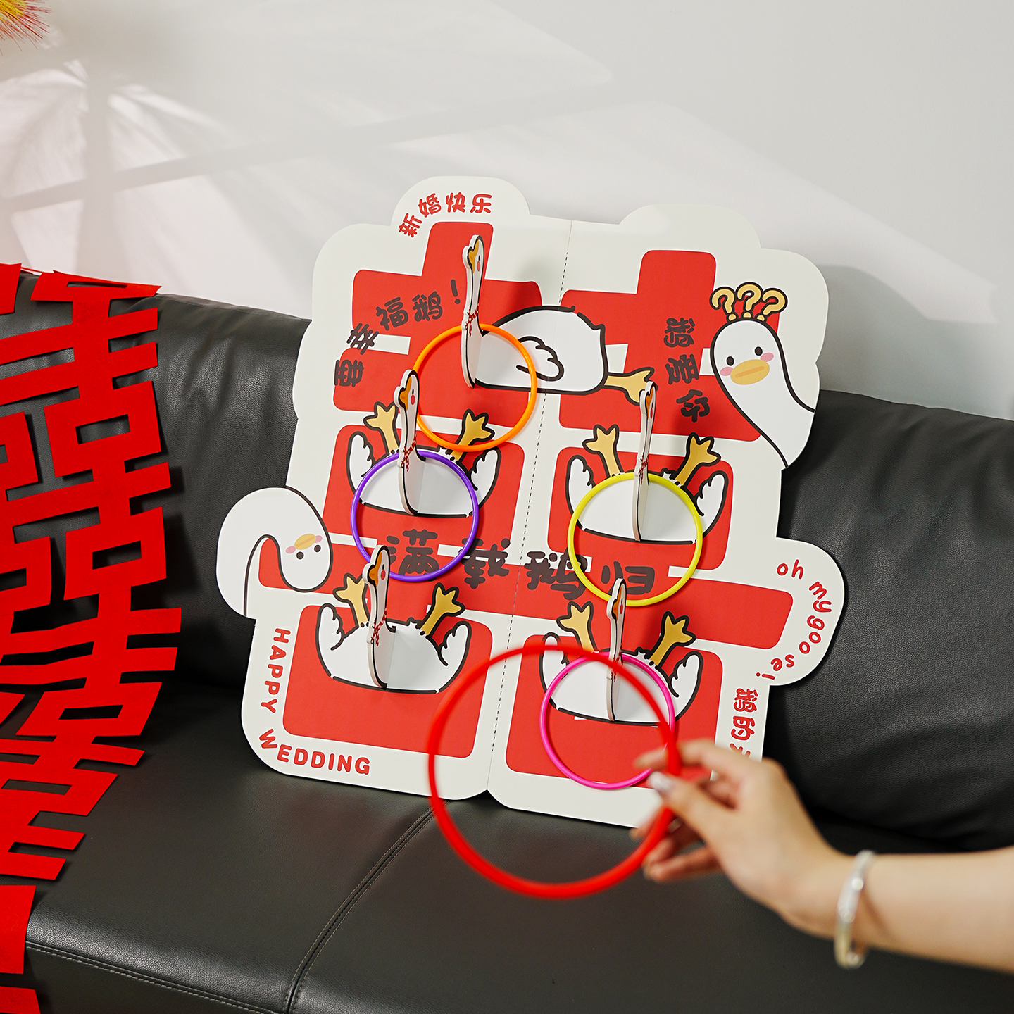 堵门游戏接亲道具小新卡通KT板