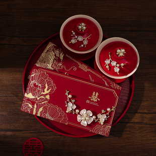 绒布大号万元订婚喜字包一对新款红包结婚专用婚礼父母改口费敬茶