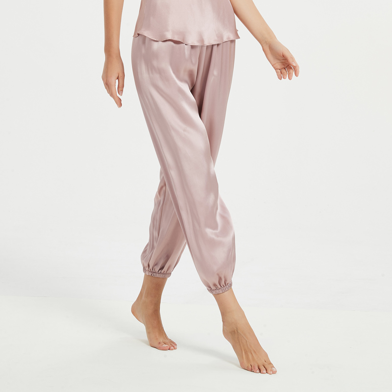 100桑蚕丝睡裤女 真丝宽松灯笼裤家居裤夏季防蚊裤束口裤小脚裤