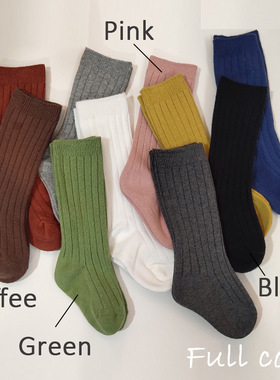 韩版新生婴儿中筒袜男女宝宝西班牙坑条长筒袜糖果色袜子