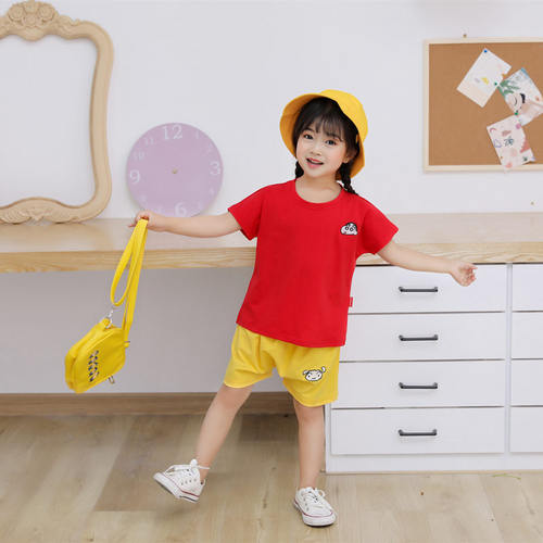 蜡笔小新同款红黄纯棉睡衣儿童夏
