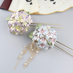 手工diy绣球花缠花材料包古风发饰手作配件汉服头饰品U形发钗子